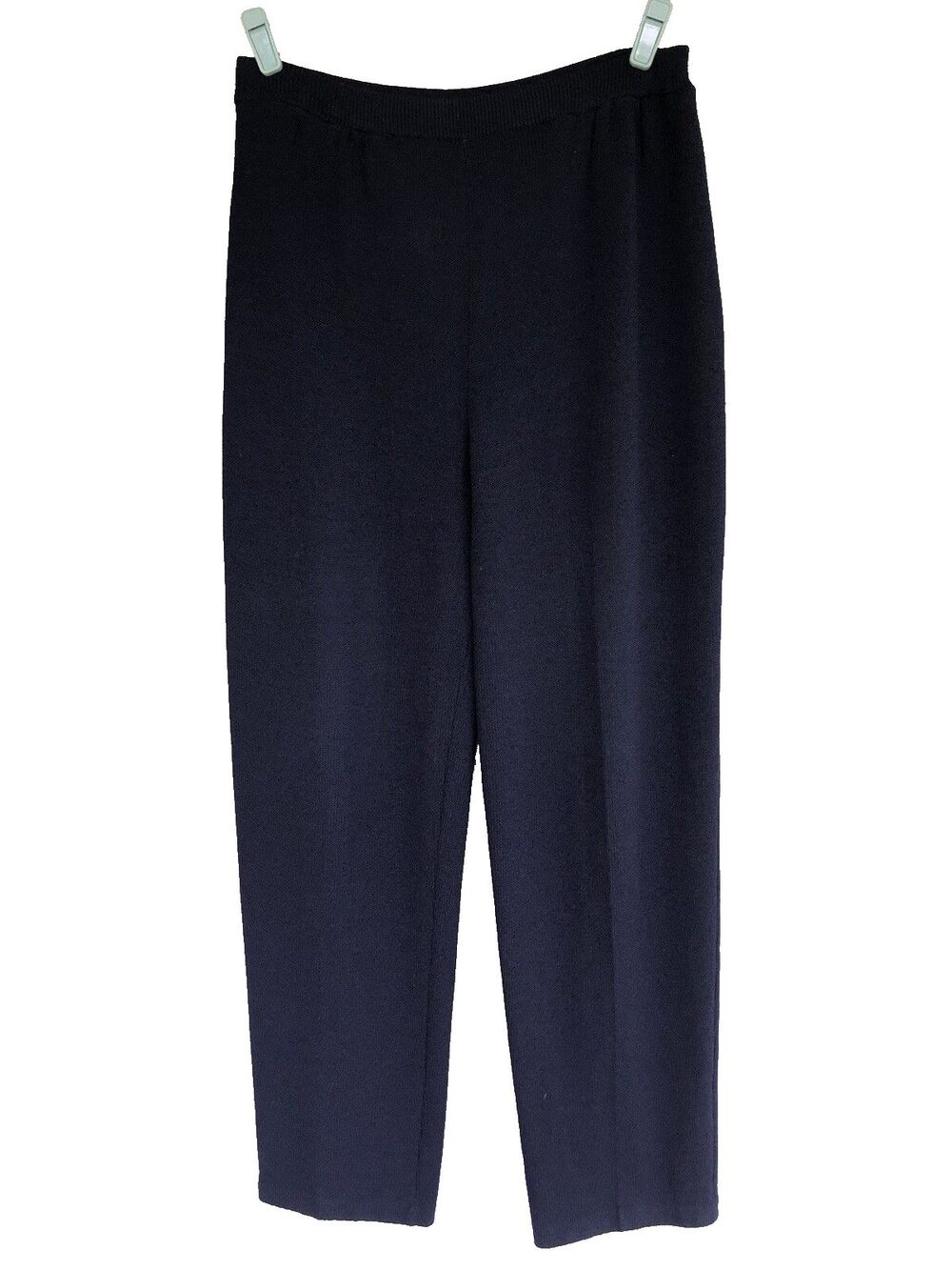 St John Pants 10 Blue Santana Knit Wool Blend PullOn Trouser Quiet Luxury Modest